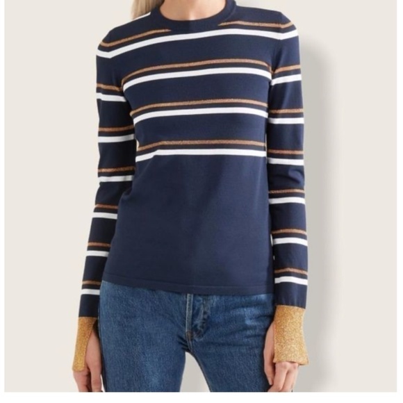 Cedric Charlier Top Stripe Blue - Picture 1 of 8